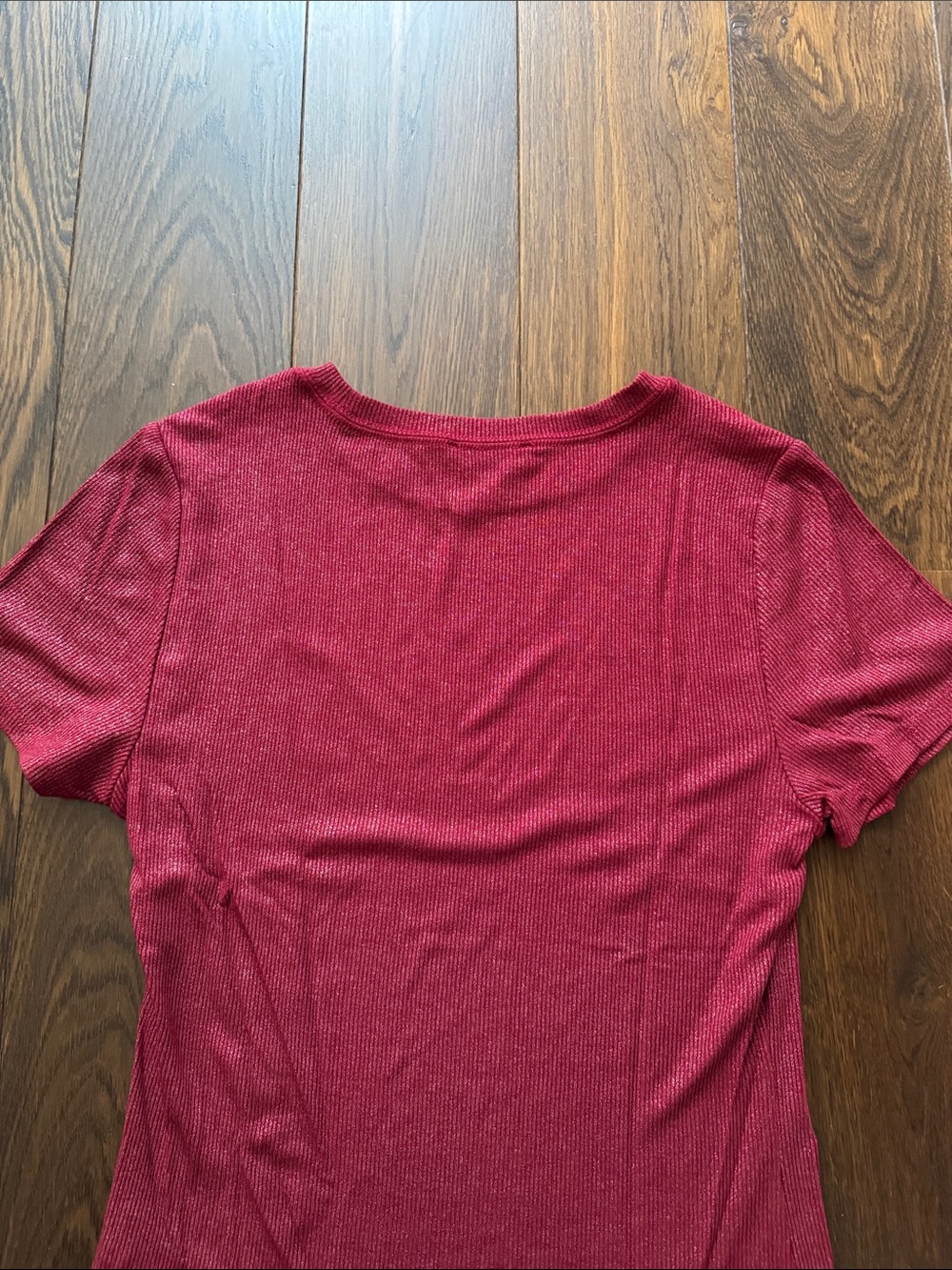 PAIGE Short Sleeve Ribbed Tee - Raspberry - Picture 7 of 8